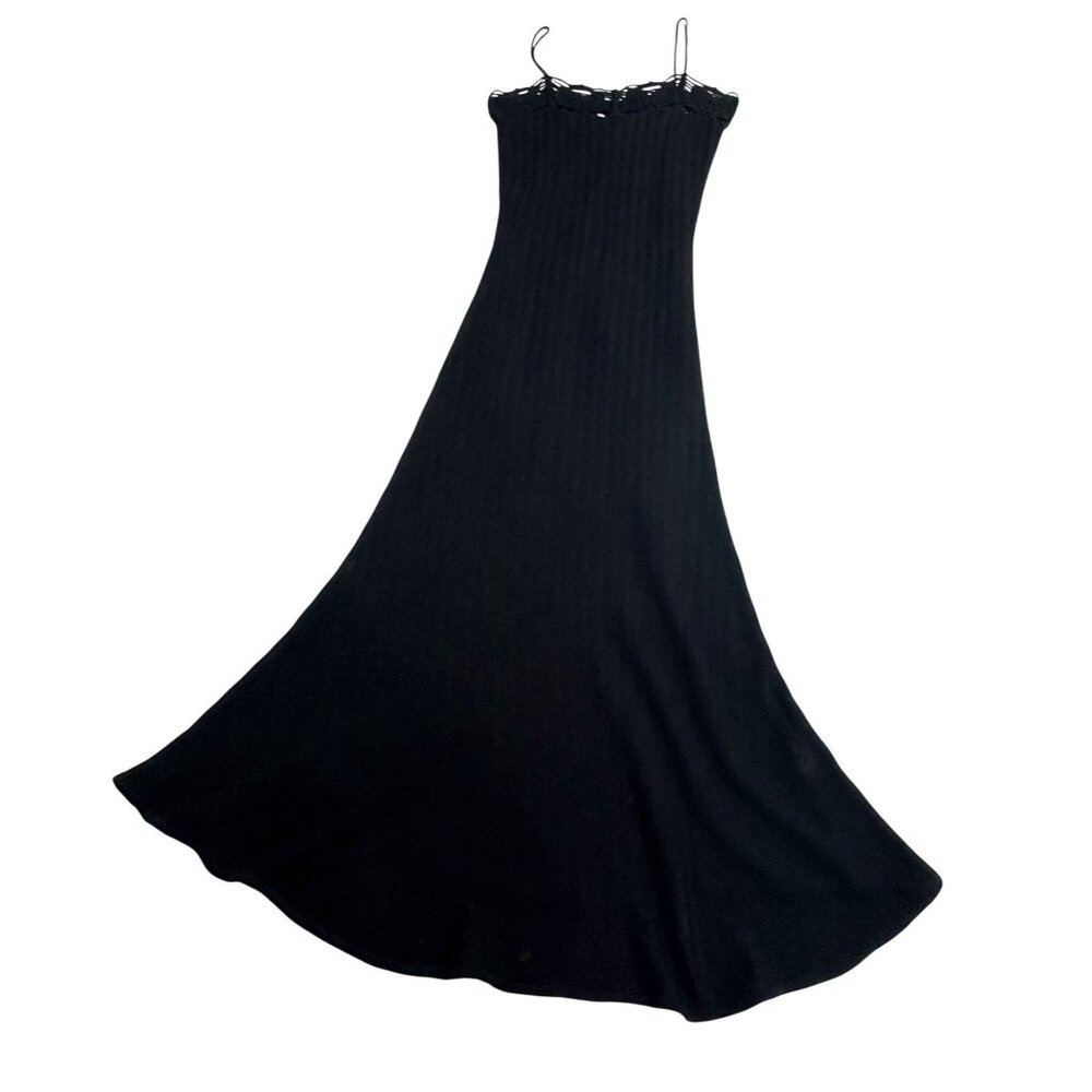 Vintage Y2K Costume National Knit Cotton Midi Dress in Black